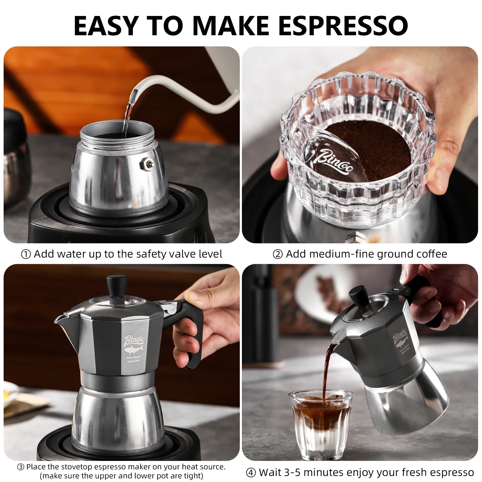 Кофеварка Bincoo Moka Pot на 2 – обзор и цена Coffee Equipment Accessories