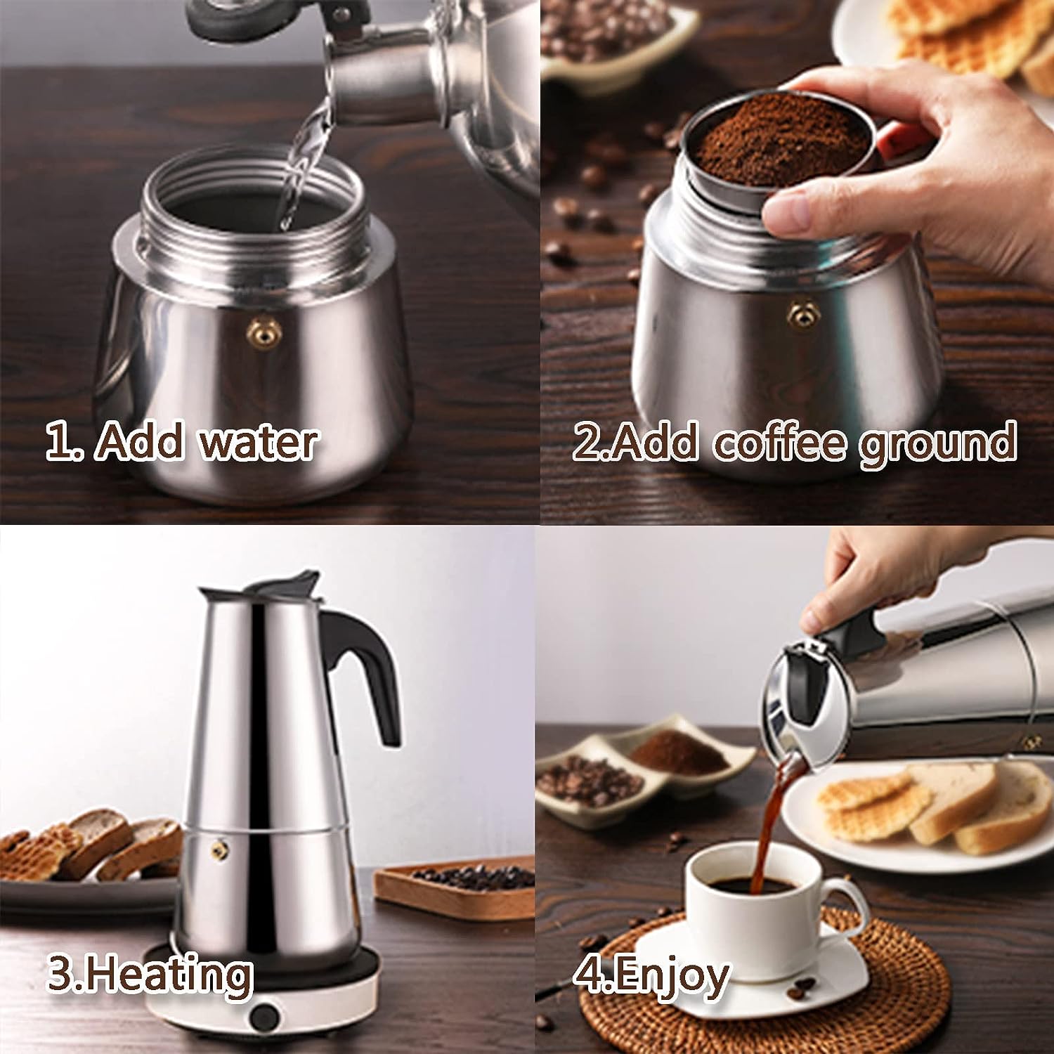 4/6/9 чашек Moka Pot Caffe Mac – обзор и цена Coffee Equipment Accessories